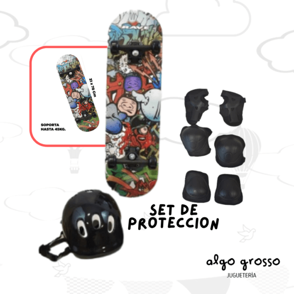 SKATE RAVE GRAFITY EN BOLSO CON SET DE PROTECCION art.IK0458