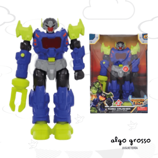 ROBOT WARRIOR TECH ROBO CRUSHER CON LUZ Y SONIDO AZUL art.IK0426