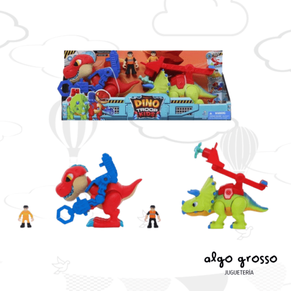 DINO TROOP KIDS DINOSAURIO T-REX Y TRICERAPTOR CON SONIDO art.IK0516