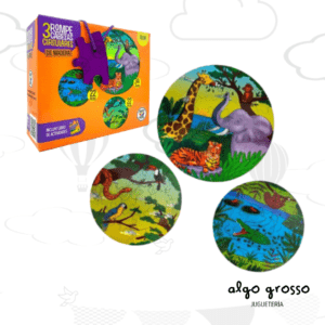 PUZZLE CIRCULAR MADERA SELVA - 3 UNIDADES DE 34 y 22 PIEZAS art.696