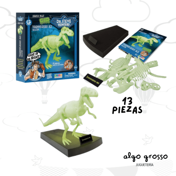 DINO PARA ARMAR T-REX BRILLA EN LA OSCURIDAD DR STEVE HUNTERS art.1651K