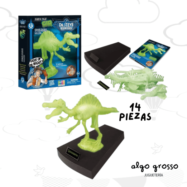 DINO PARA ARMAR SPINOSAURUS BRILLA EN LA OSCURIDAD DR STEVE HUNTERS art.1655K
