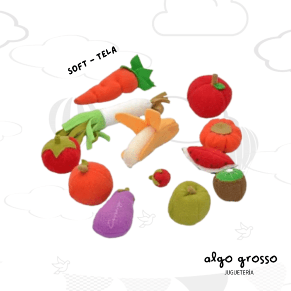 FRUTAS Y VERDURAS DE TELA x12 UNIDADES - EN RED