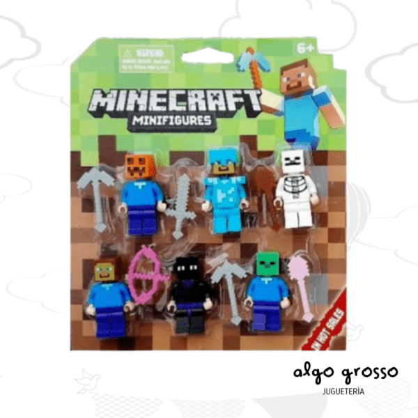MINECRAFT SIMIL - 6 MUÑECO + ACCESORIOS "ALTERNATIVO"