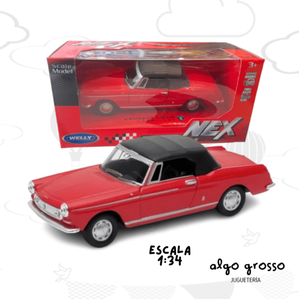 PEUGEOT 404 CABRIOLET AUTO COLECCION 1:34  WELLY PULL BACK art.43604H-CW