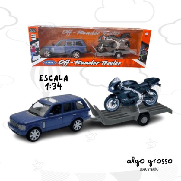 AUTO COLECCIONABLE LAND ROVER RANGE +MOTO TRIUMPH "WELLY" art.39882F-2TB