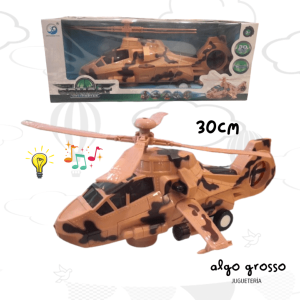 HELICOPTERO MILITAR LUZ - SONIDO Y MOVIMIENTO art.22155