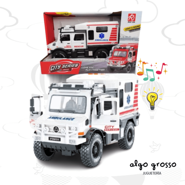 AMBULANCIA TODO TERRENO CITY SERIES CON LUZ Y SONIDO art.IKAUT0005