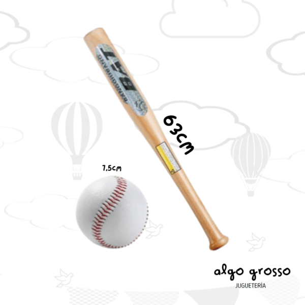 BATE DE BEISBOL MADERA DE 63CM + PELOTA 7,5CM  art.FD3070725