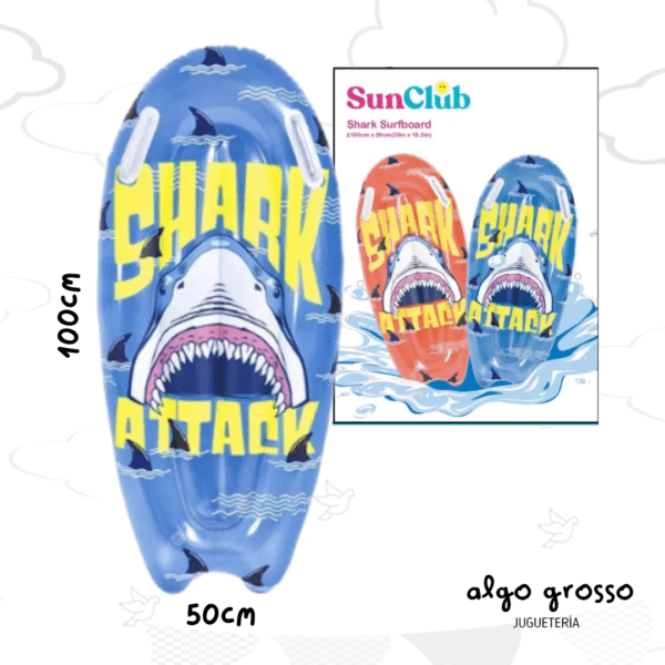 TABLA SURF INFLABLE CON MANIJA TIBURON SUNCLUB art.35017