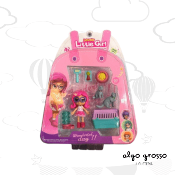 LOVELY MUÑECA DE 8CM + 2 GATITOS + ACCESORIOS art.8910-E33