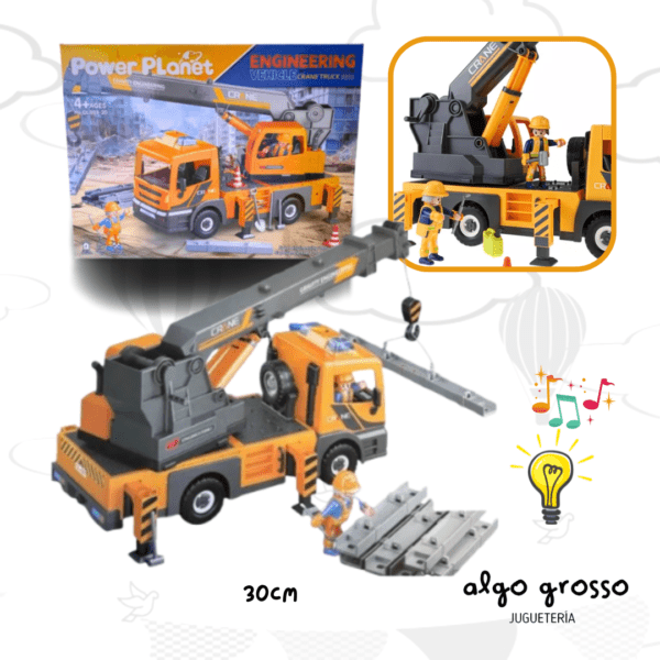 SET CONSTRUCCION - ENGINEERING CAMION GRUA CON LUZ Y SONIDO POWER PLANET art.NA201773