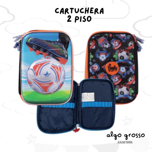 CARTUCHERA FOOTY DESPLEGABLE "FUTBOL" NARANJA art.F53064