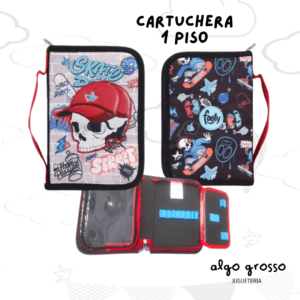 CARTUCHERA FOOTY DESPLEGABLE "CALAVERA" ROJA art.F53074