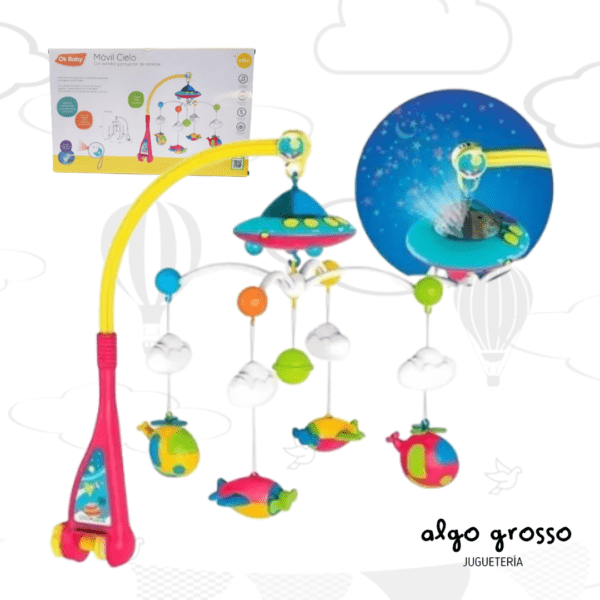 CUNERO MOVIL CIELO/OVNI PROYECTOR CON RADIO CONTROL Y SONIDO art.OKBB0370