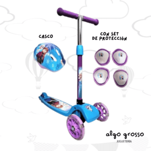 MONOPATIN PLEGABLE 3 RUEDAS PERSONAJE + PROTECCION + CASCO ART.12234