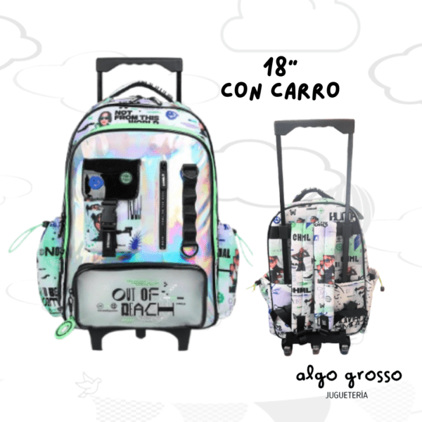 MOCHILA CON CARRO 18" CHIMOLA - OUT OF REACH MULTIBOLSILLO HOLOGRAFICA art.TR149