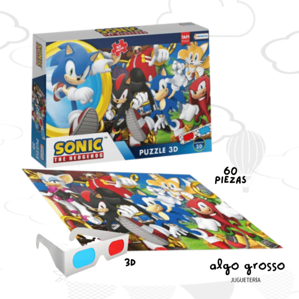 PUZZLE SONIC 60 PIEZAS CON LENTES 3D art.SNC01226