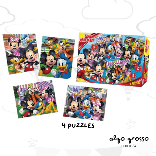 MICKEY 4 PUZLES 12 - 16 - 24 - 36 PIEZAS art.DCH07690