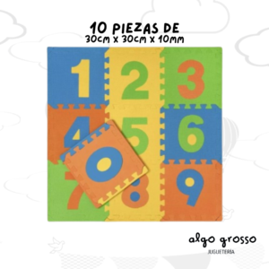 PISO GOMA EVA NUMEROS 10 PIEZAS 30X30X10MM art.93081