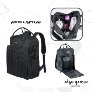 MOCHILA MATERNAL BOLSILLOS CON SEPARADOR "NEGRA" art.AC8306