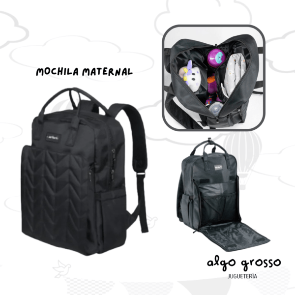 MOCHILA MATERNAL BOLSILLOS CON SEPARADOR "NEGRA" art.AC8306