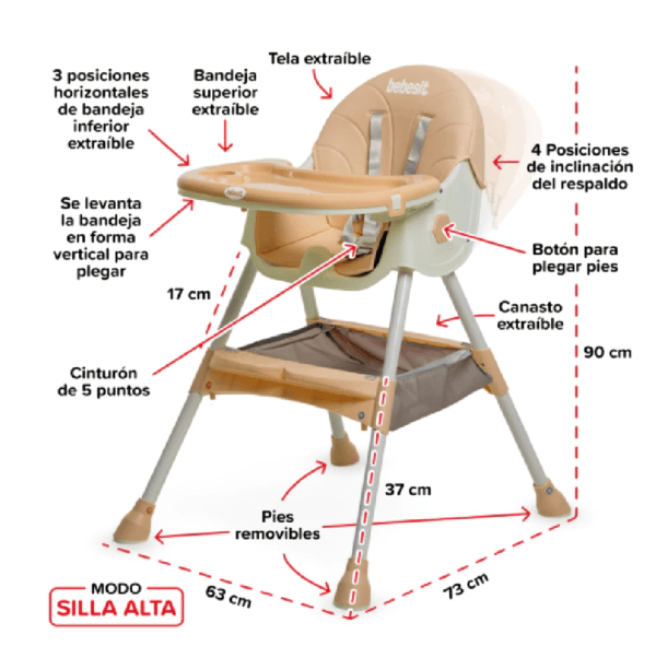 SILLA DE COMER RECLINABLE 4EN1 art.6651 - Imagen 2