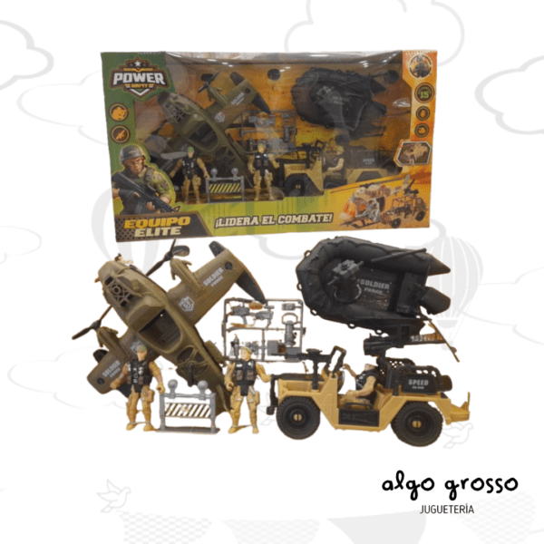 EQUIPO ELITE SET 3 VEHICULO + 3 FIGURAS + ACCESORIOS art.55069