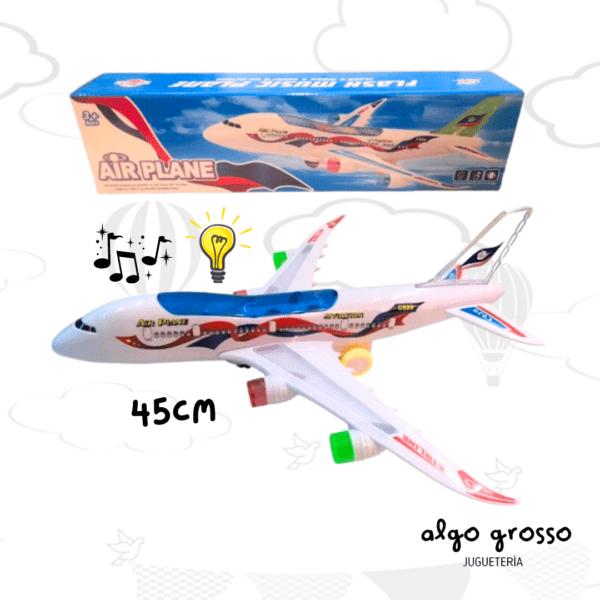 AVION A PILA CON MOVIMIENTO - LUZ Y SONIDO "AIR PLANE"  art.6537
