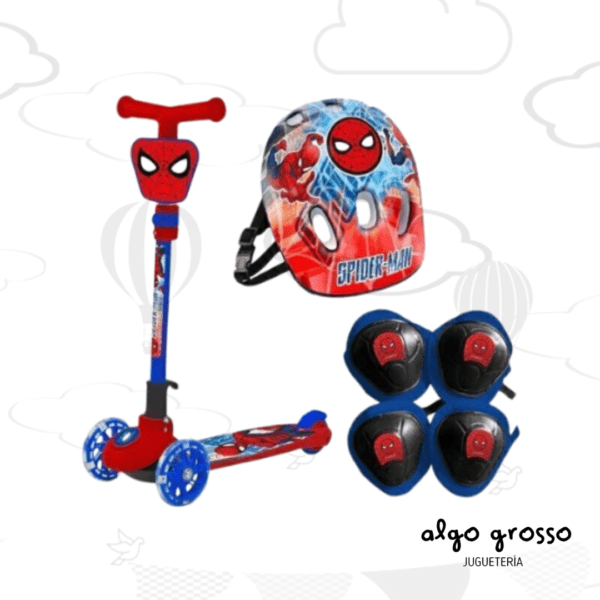 MONOPATIN SPIDERMAN 3 RUEDAS CON KIT DE PROTECCION art.12212