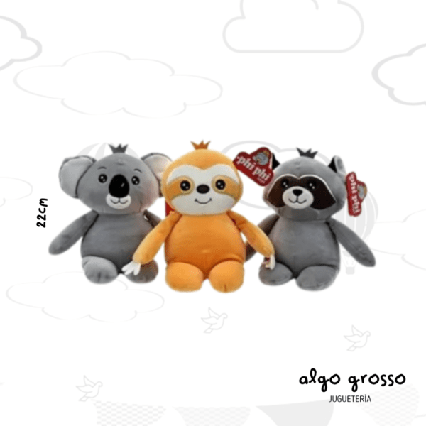 ANIMALITOS SENTADOS DE 22CM MAPACHE - KOALA - PEREZOSO art.1641