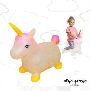 UNICORNIO SALTARIN TRANSPARENTE CON BRILLOS art.56108