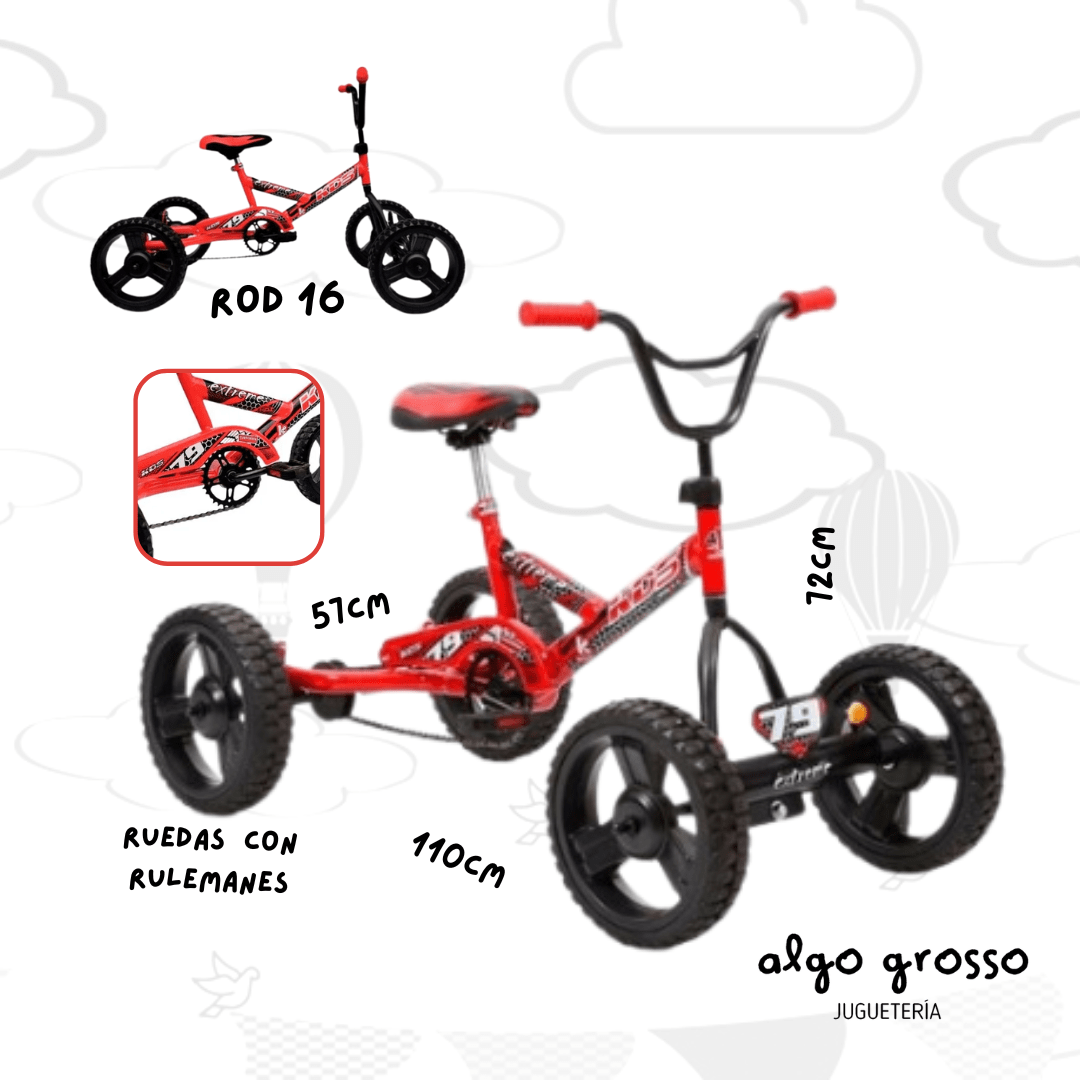 CUATRICICLO EXTREME ROD.16 PIÑON FIJO art.C104