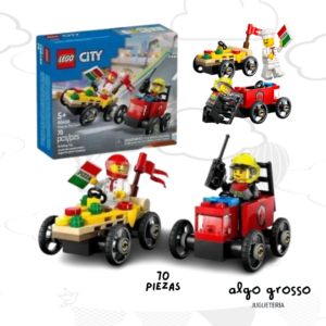 LEGO CITY COCHES DE CARRERAS PIZZA VS BOMBERO 70 PIEZAS art.60458