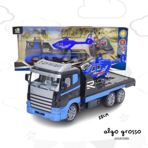 CAMION VEXXO A RADIO CONTROL -  TRUCK TRANSPORTE CON HELICOPTERO art.IK0738