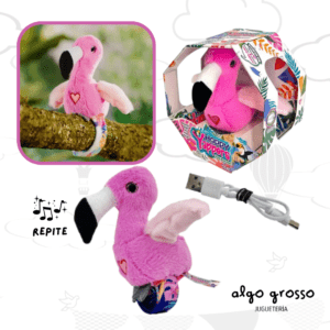 HAPPY YAPPERS FLAMINGO QUE REPITE CON MOVIMIENTO -  PULSERA DE PELUCHE art.IK0731