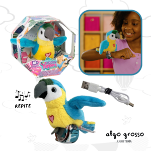 HAPPY YAPPERS LORO AZUL QUE REPITE CON MOVIMIENTO -  PULSERA DE PELUCHE art.IK0732