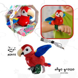 HAPPY YAPPERS LORO ROJO QUE REPITE CON MOVIMIENTO -  PULSERA DE PELUCHE art.IK0733