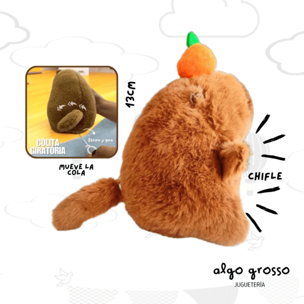 LLAVERO CAPIBARA A CUERDA DE PELUCHE CON CHIFLE Y MOVIMIENTO art.7091