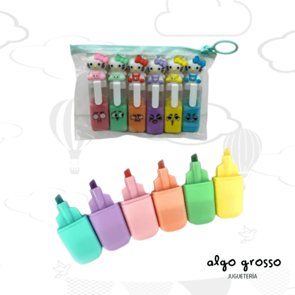 SET 6 MINI RESALTADORES HELLO KITTY art.BX-715