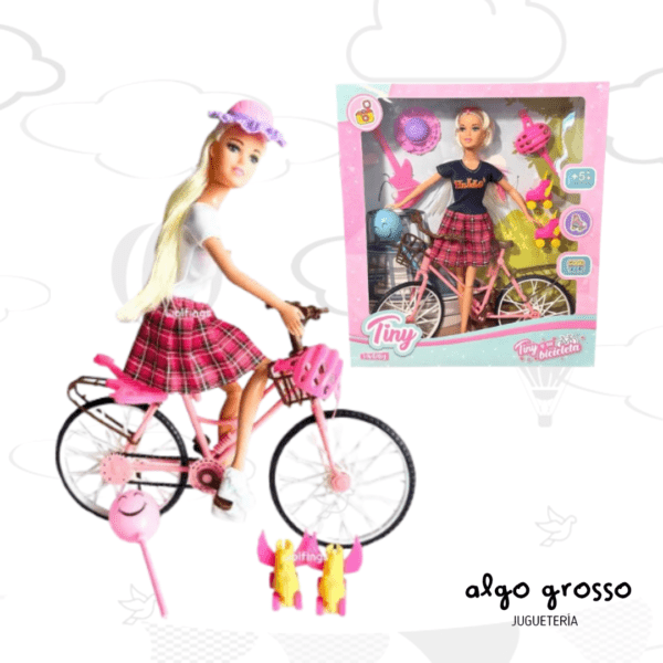 TINY MUÑECA Y SU BICICLETA + PATINES Y ACCESORIOS art.53411