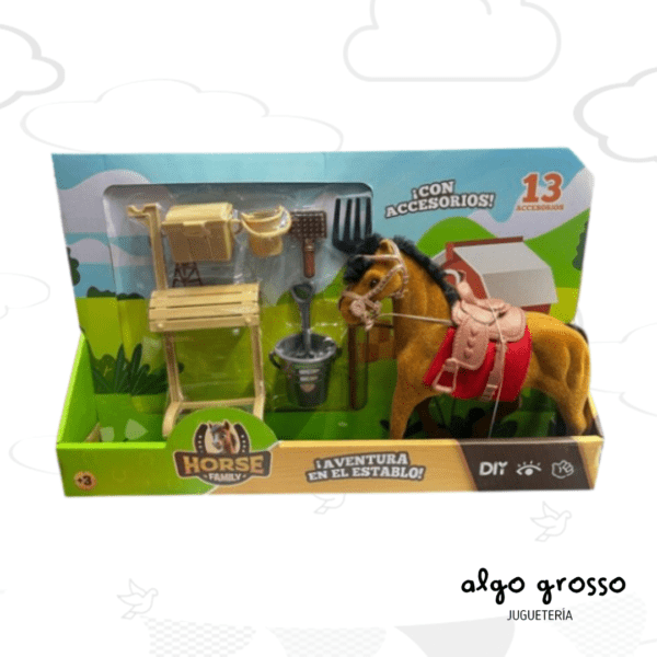 AVENTURA EN EL ESTABLO  CABALLO AFELPADO + ACCESORIOS art.IKHOR005