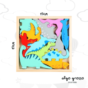 BLOQUES/ENCASTRE DINOS TIPO TETRIS MADERA art.8814