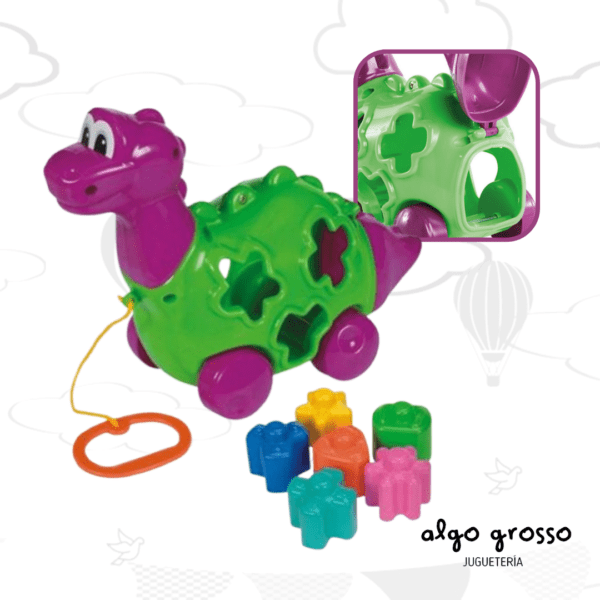 DINO DIDACTICO DE ARRASTRE CON ENCASTRES art.716