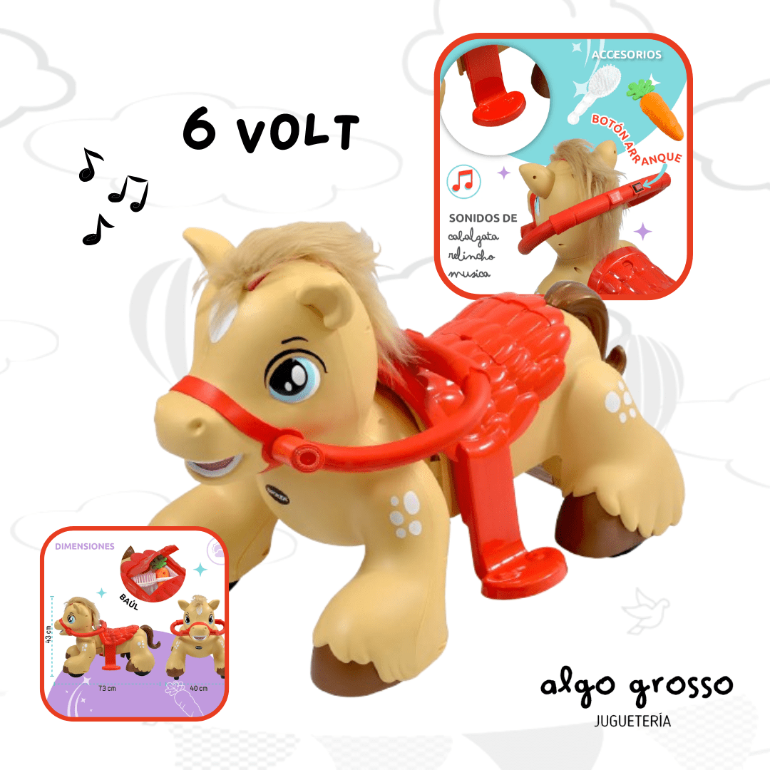 CABALLITO INTERACTIVO A BATERIA 6 VOLT CON BOTON DE MANEJO art.MTA ALIVE