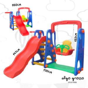 SUPER CENTRO CON TOBOGAN 4 ESCALONES + HAMACA +SET BASKET art.56086