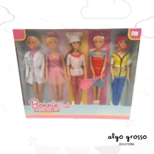 BONNIE PINK SET 5 MUÑECA VESTIMENTA PROFESIONES art.B918