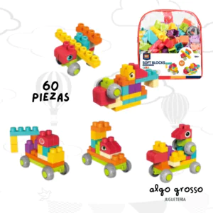 BLOQUES DIDACTICOS DE SILICONA 60 PIEZAS CON MOCHILA art.CU32