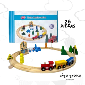 ESTACION DE TREN MADERA 26 PIEZAS art.FDKW692