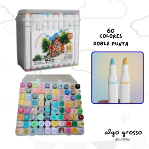 MARCADORES DOBLE PUNTA X60 ESTUCHE PLASTICO art.200015